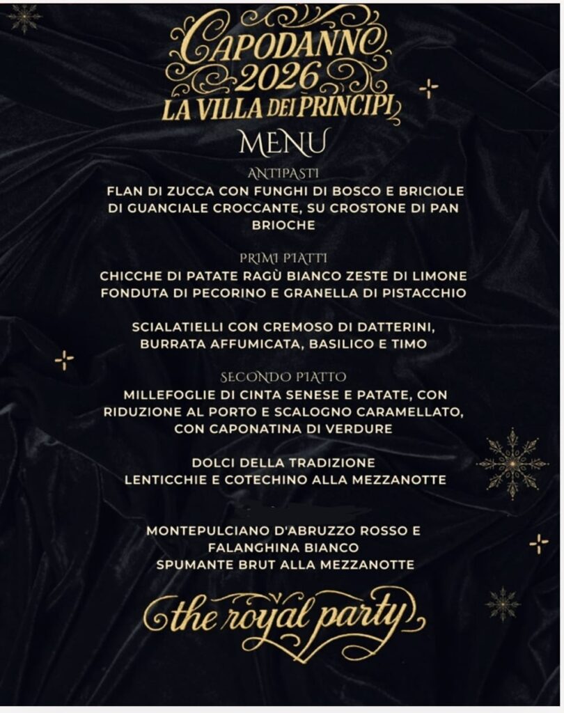 capodanno villa dei principi menu